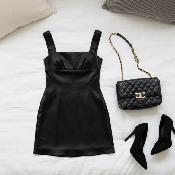 Princess Polly | Radioactive Bias Cut Mini Black Dress - Picture 1 of 7